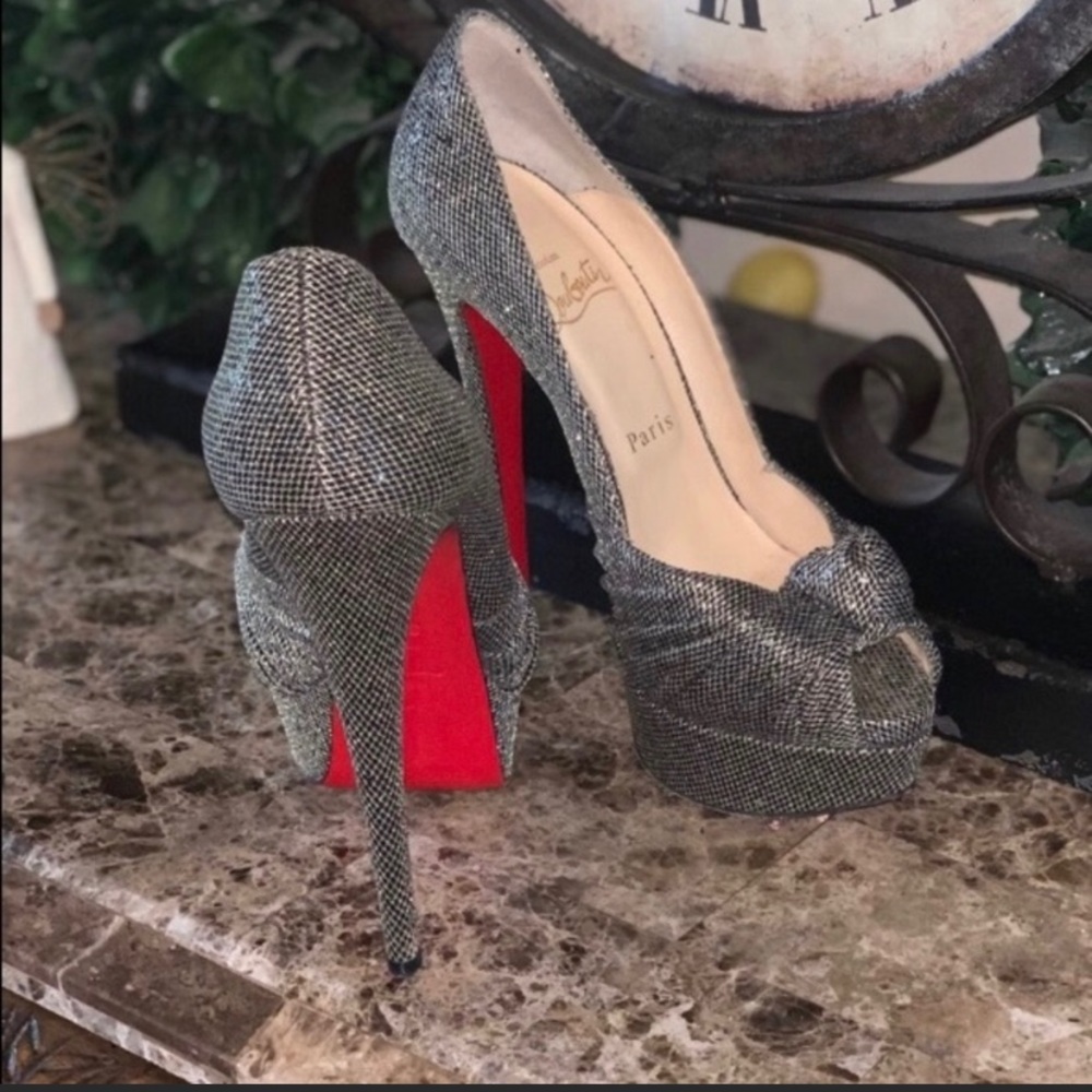 Glitter Fabric Platform Christian Louboutin Heels size 37.5